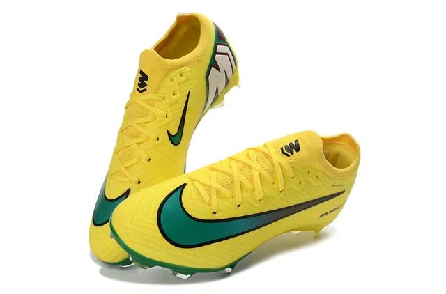 Nike Amarelo Verde Flyknit Superior Baixo Corte Colar Ajuste à Meia Campo Firme Sapatos de Futebol 7