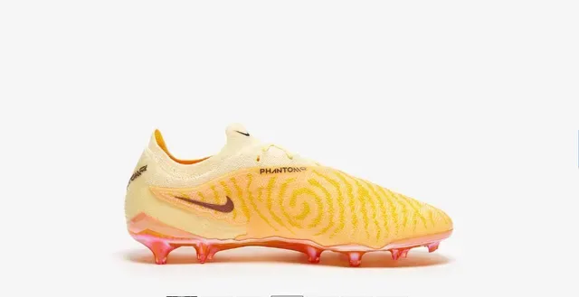 Nike Yellow Orange Knit Upper Asymmetric Lacing Firm-Ground Soccer Shoes 5