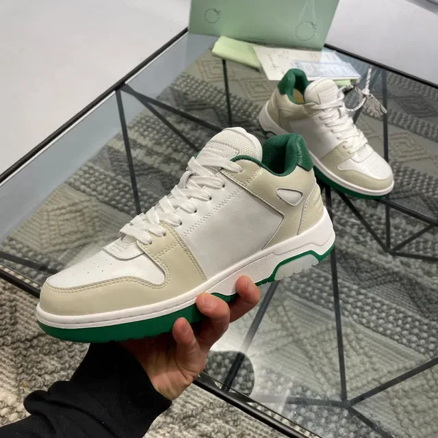 Off-White Arrow বেইজ সবুজ প্যানেলড চামড়া উপরের তির্যক মোটিফ লাইফস্টাইল স্নিকার 5
