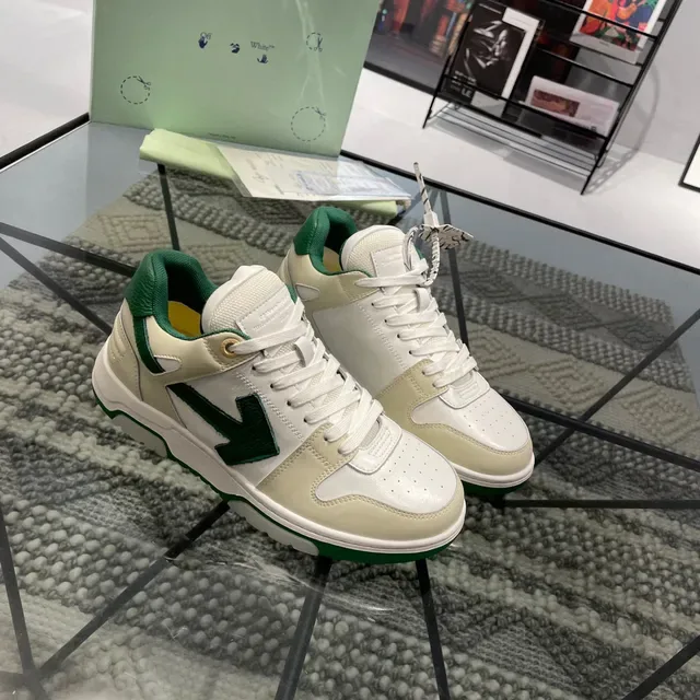 Off-White Arrow বেইজ সবুজ প্যানেলড চামড়া উপরের তির্যক মোটিফ লাইফস্টাইল স্নিকার 8