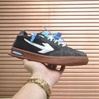 Off-White Black Brown Low-Top Suede-Mesh Upper Lifestyle Sneakers