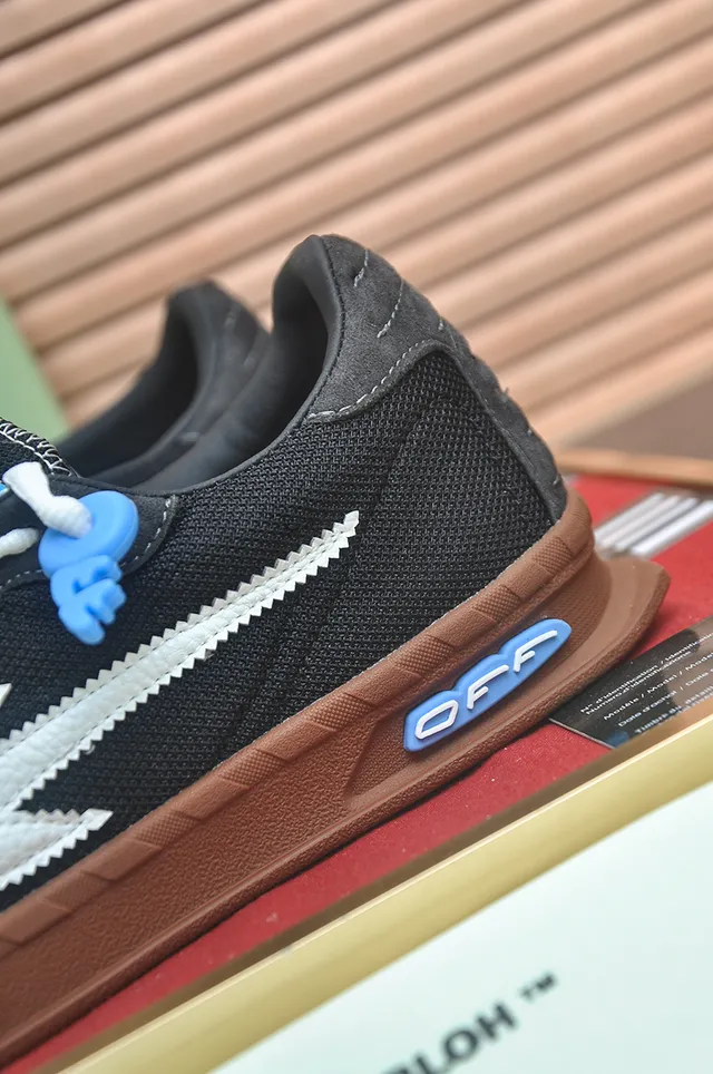 Off-White Black Brown Low-Top Suede-Mesh Upper Lifestyle Sneakers 2