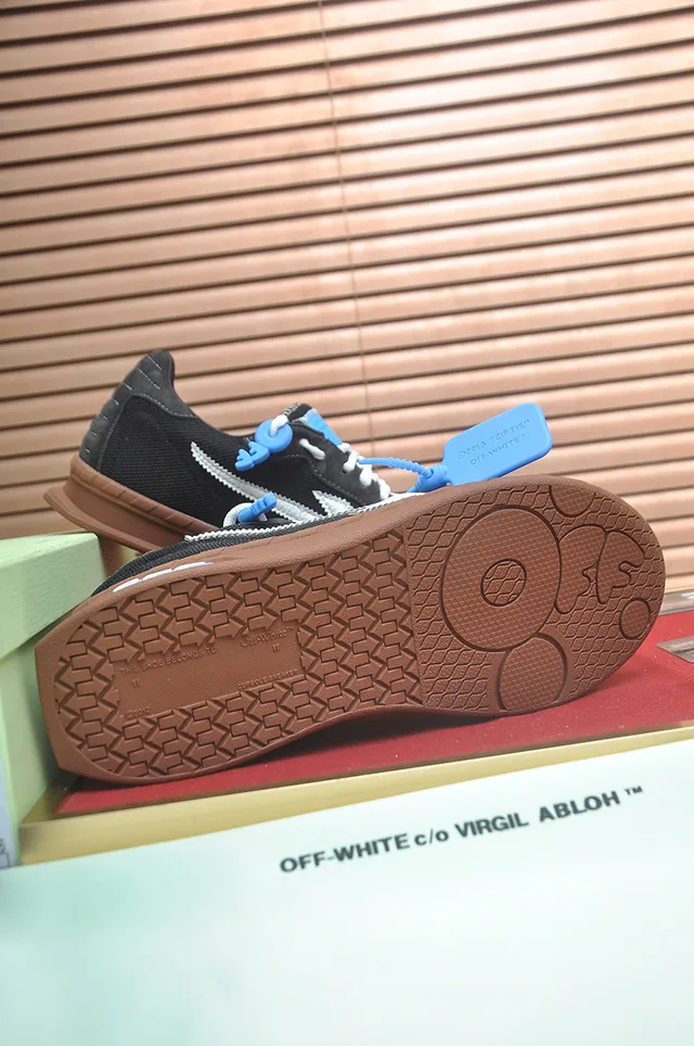 Off-White Black Brown Low-Top Suede-Mesh Upper Lifestyle Sneakers 3