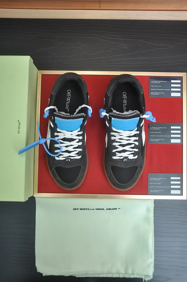 Off-White Black Brown Low-Top Suede-Mesh Upper Lifestyle Sneakers 5