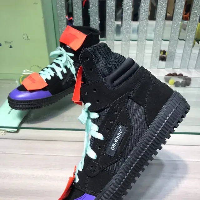 Off-White Negro Púrpura High-Top Detalle Industrial Zapatillas Lifestyle 5