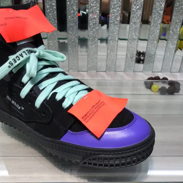 Off-White Negro Púrpura High-Top Detalle Industrial Zapatillas Lifestyle 6