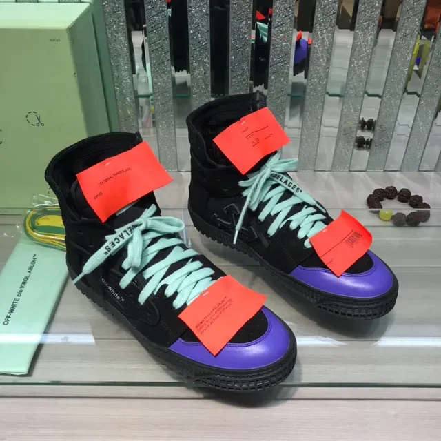 Off-White Negro Púrpura High-Top Detalle Industrial Zapatillas Lifestyle 7