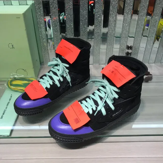 Off-White Negro Púrpura High-Top Detalle Industrial Zapatillas Lifestyle 8