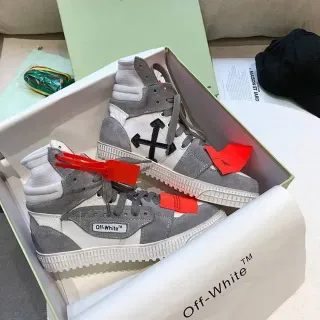 Off-White Diagonal Arrow Gray White High-Top Lifestyle Sneakers