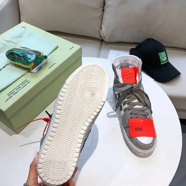 Off-White ডায়াগোনাল অ্যারো ধূসর সাদা হাই-টপ লাইফস্টাইল স্নিকার 2