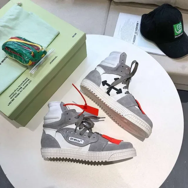 Off-White ডায়াগোনাল অ্যারো ধূসর সাদা হাই-টপ লাইফস্টাইল স্নিকার 4