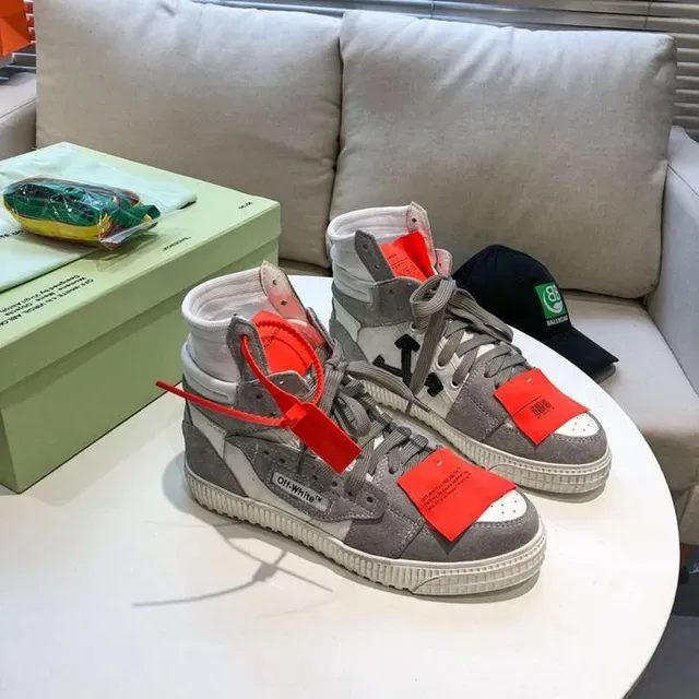 Off-White ডায়াগোনাল অ্যারো ধূসর সাদা হাই-টপ লাইফস্টাইল স্নিকার 8