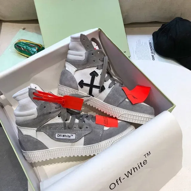 Off-White ডায়াগোনাল অ্যারো ধূসর সাদা হাই-টপ লাইফস্টাইল স্নিকার 10
