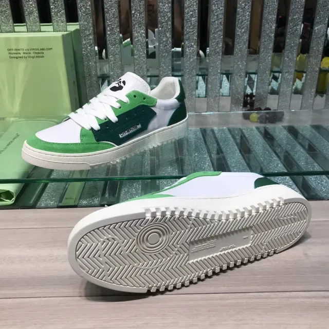 Off-White Green Low-Top Suede-and-Synthetic Overlay Lifestyle Sneakers 2