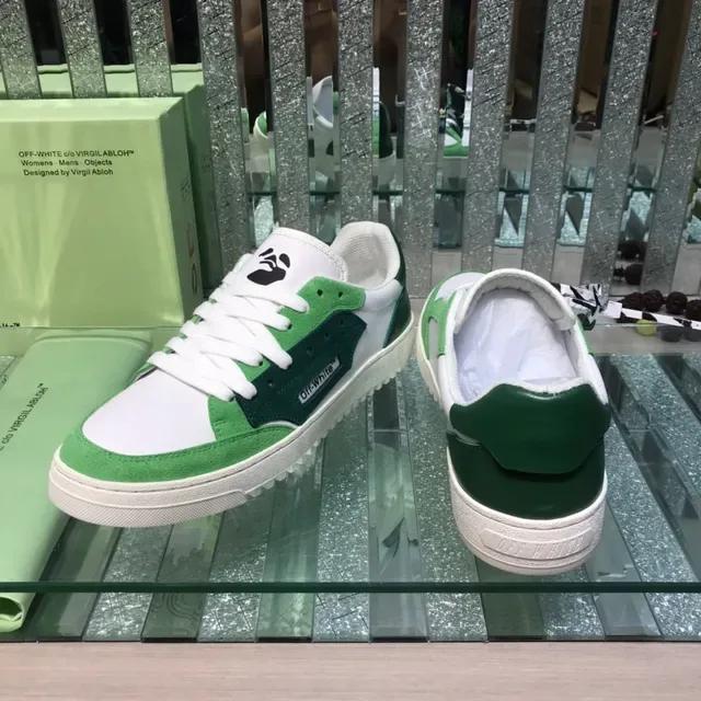 Off-White Green Low-Top Suede-and-Synthetic Overlay Lifestyle Sneakers 3