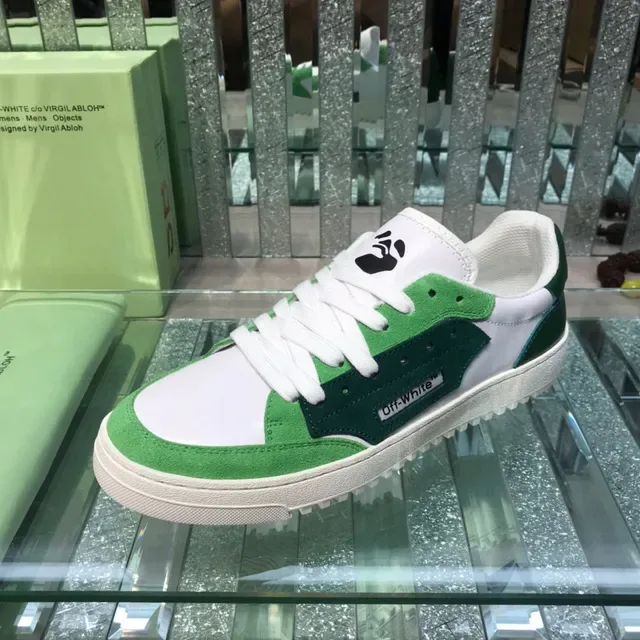 Off-White Green Low-Top Suede-and-Synthetic Overlay Lifestyle Sneakers 4