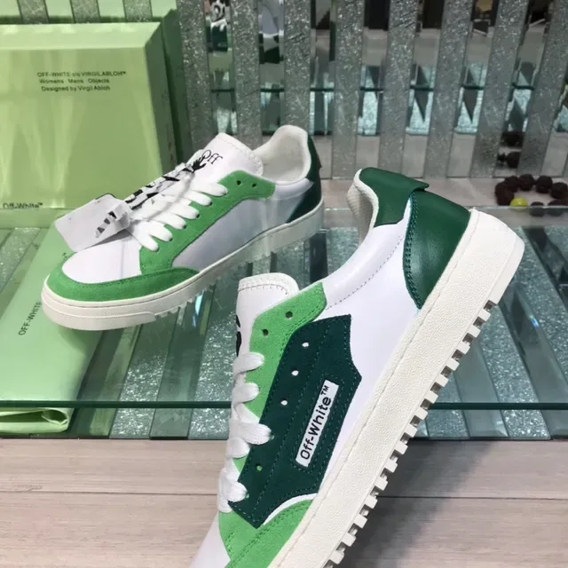Off-White Green Low-Top Suede-and-Synthetic Overlay Lifestyle Sneakers 5