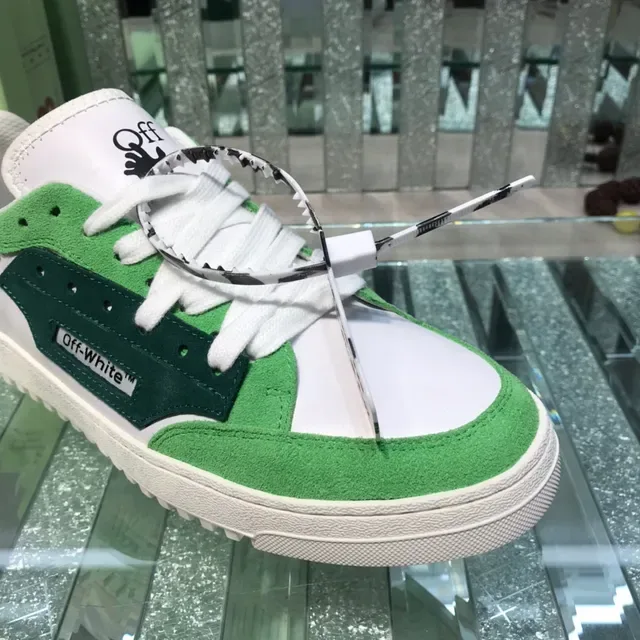 Off-White Green Low-Top Suede-and-Synthetic Overlay Lifestyle Sneakers 6