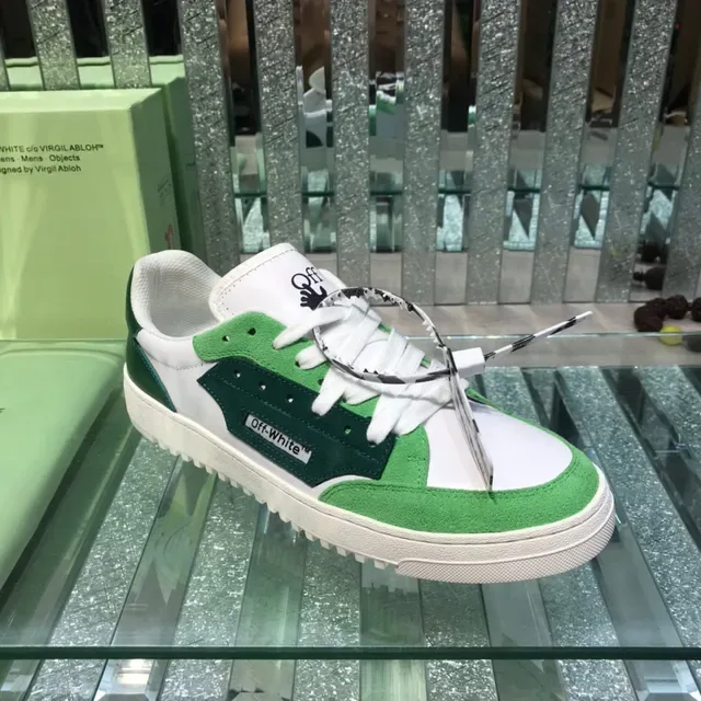 Off-White Green Low-Top Suede-and-Synthetic Overlay Lifestyle Sneakers 8