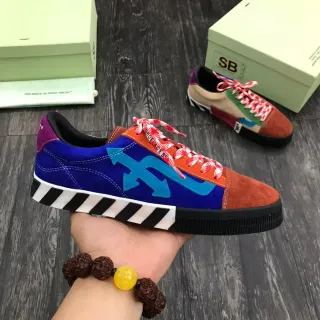 Off-White Multicolor Multi-Panel Suede Construction Diagonal Striped Midsole Lifestyle Sneakers