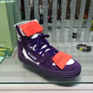 Off-White Purple and White Industrial-Style High-Top Lifestyle Sneaker