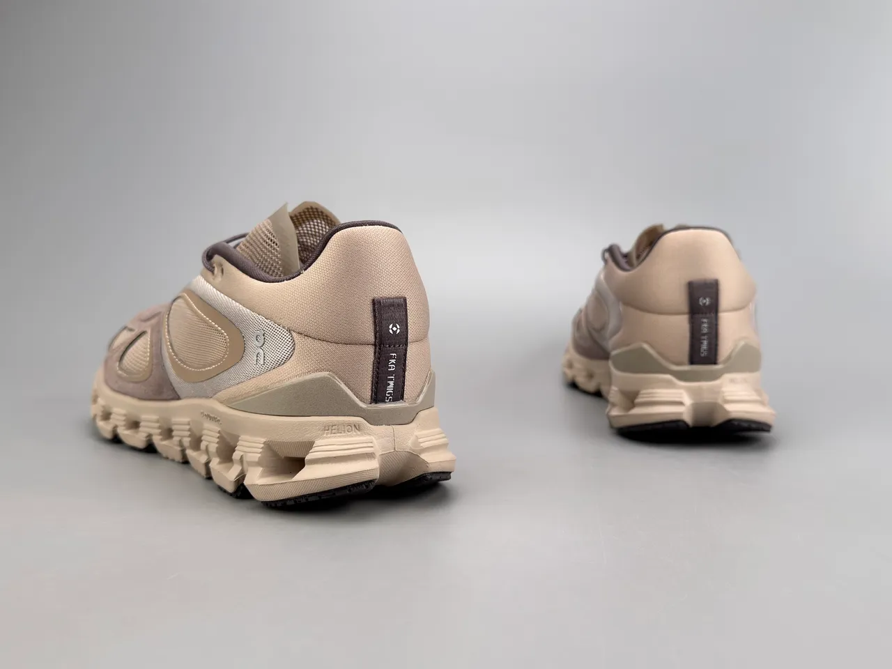 On beige marrón abierto hexagonal CloudTec mediopunto malla y ante panel construcción zapatillas 5
