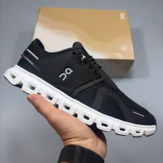 On Black White Engineered Mesh Upper Hollowed Cloud-Pod Midsole Lifestyle Sneakers