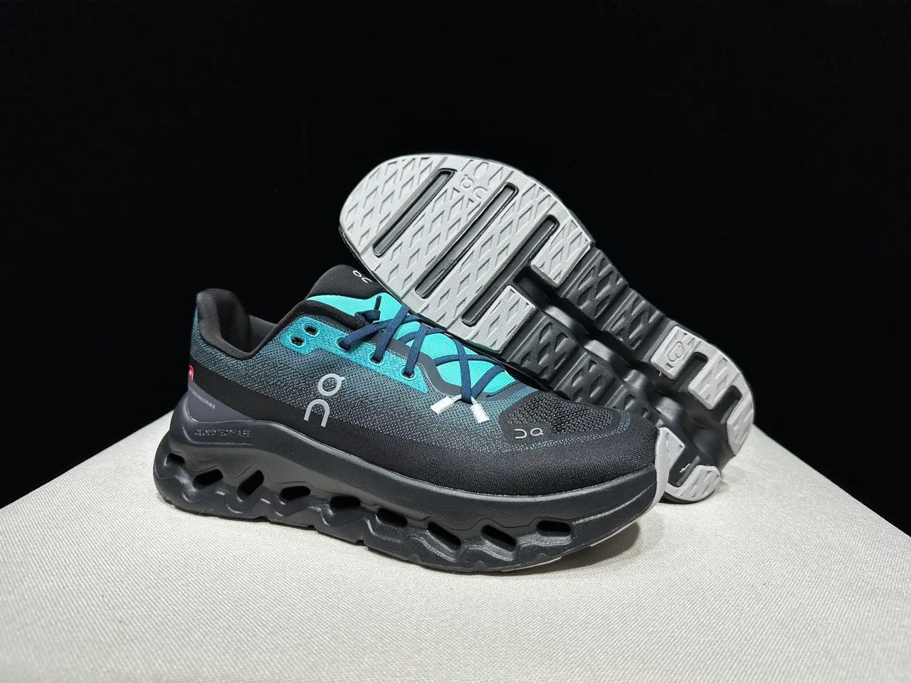 On Cloudmonster Black Teal chaussures de course 12