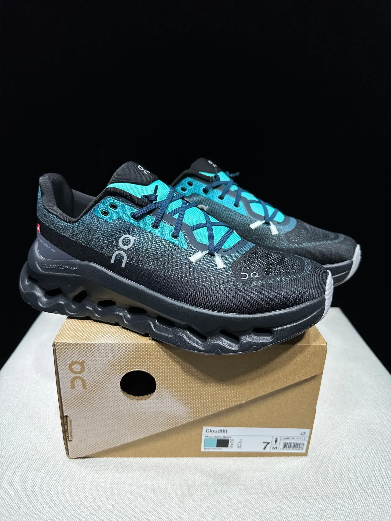 On Cloudmonster Black Teal chaussures de course 13