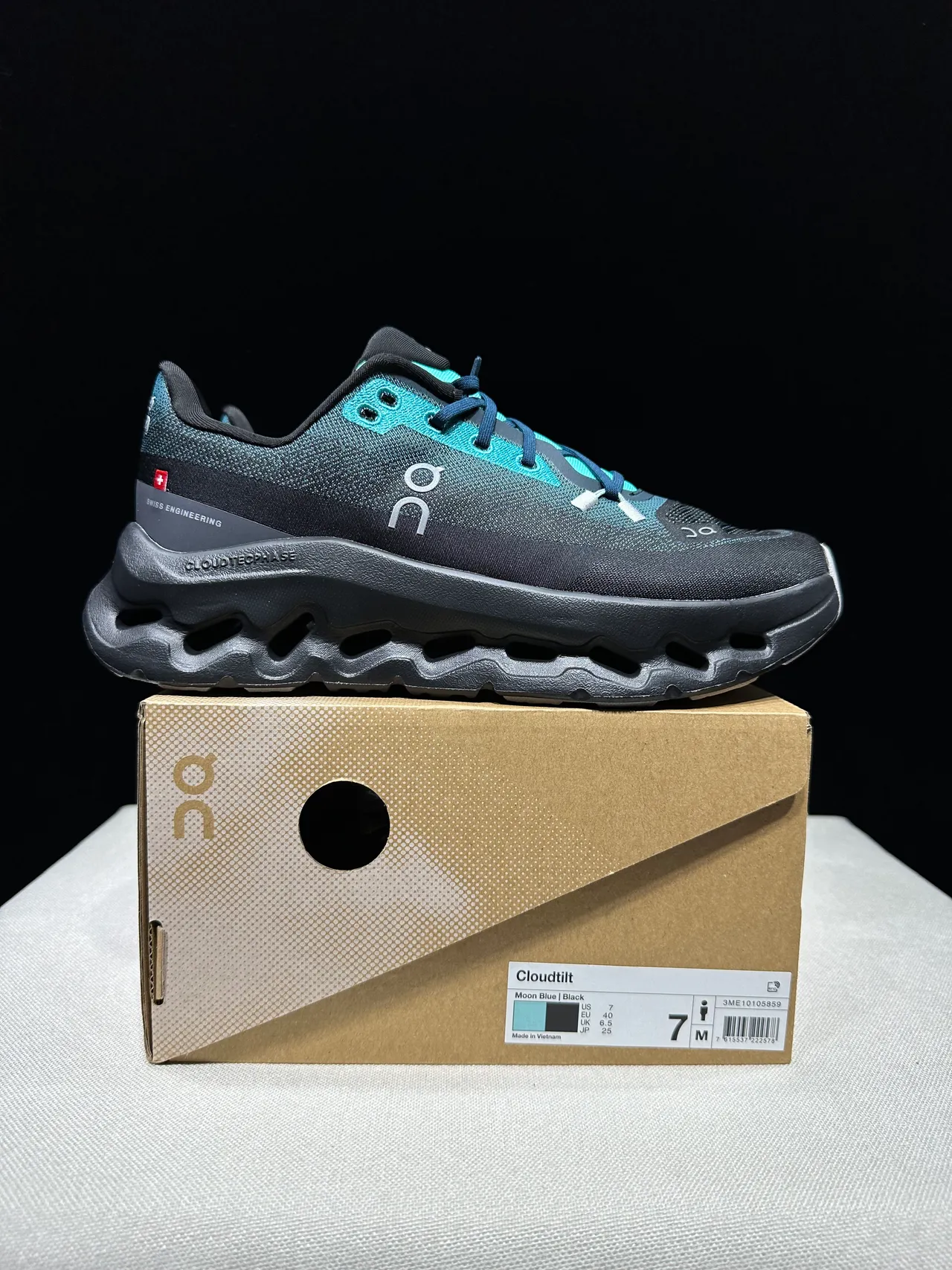 On Cloudmonster Black Teal chaussures de course 14