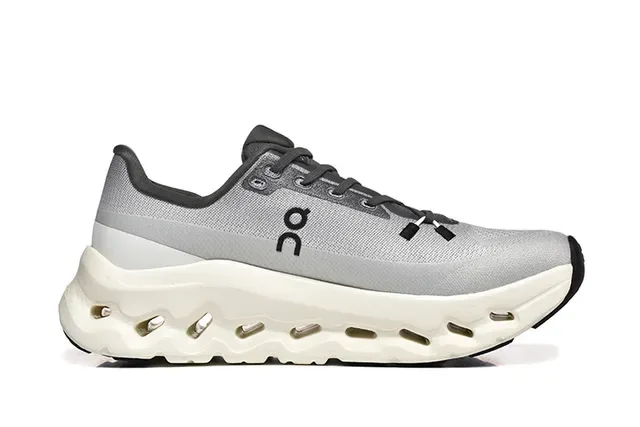 On Cloudmonster Gray and Black Running Shoes 3