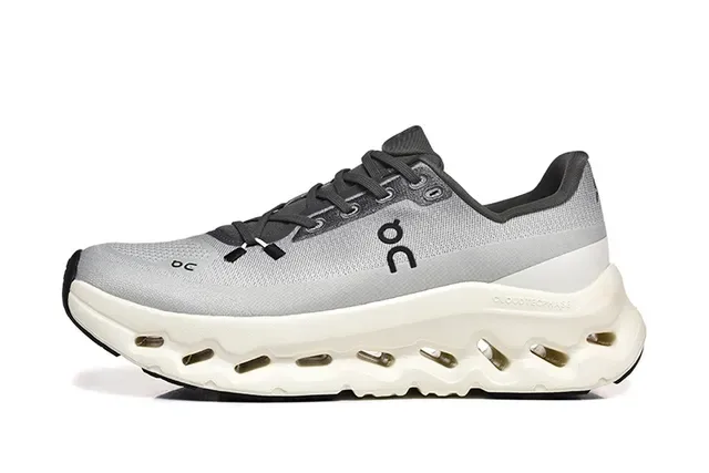 On Cloudmonster Gray and Black Running Shoes 4