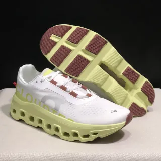 On Cloudmonster White Lime Green Dusty Rose 跑鞋
