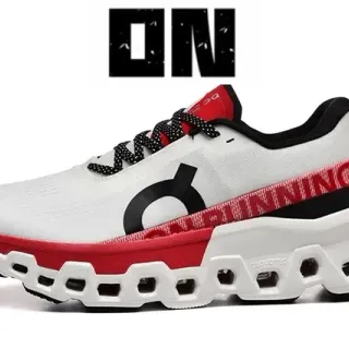 On Cloudmonster White Red Black Running Shoes