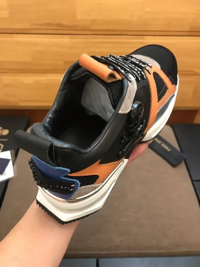 Philipp Plein Black and Orange Logo Strap Lifestyle Sneakers 2
