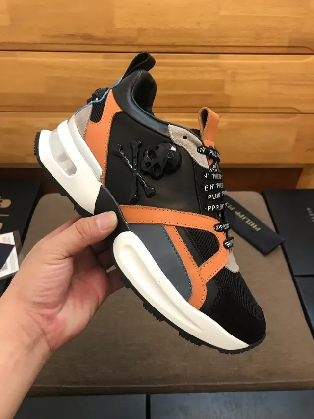 Philipp Plein Black and Orange Logo Strap Lifestyle Sneakers 3