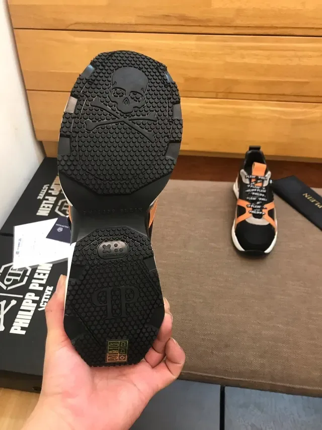 Philipp Plein Black and Orange Logo Strap Lifestyle Sneakers 4