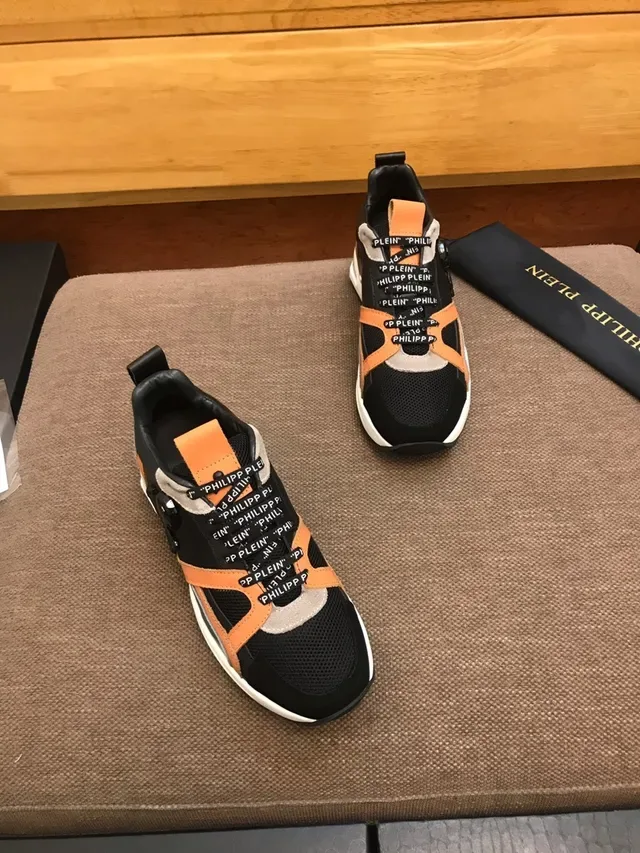 Philipp Plein Black and Orange Logo Strap Lifestyle Sneakers 5