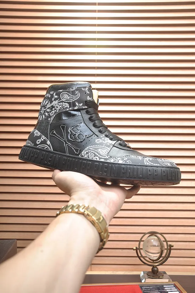 Philipp Plein Black Bandana Skull Print High-Top Lifestyle Sneakers 2