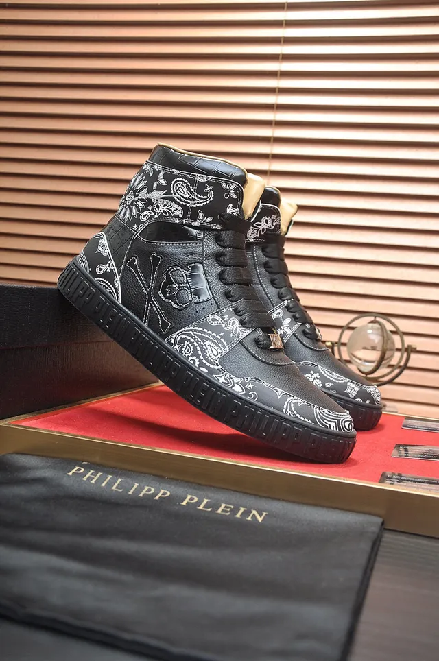 Philipp Plein Black Bandana Skull Print High-Top Lifestyle Sneakers 4