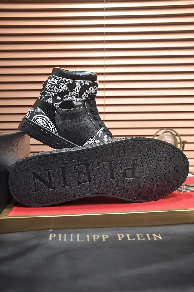 Philipp Plein Black Bandana Skull Print High-Top Lifestyle Sneakers 7