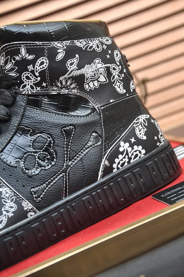 Philipp Plein Black Bandana Skull Print High-Top Lifestyle Sneakers 9