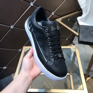 Philipp Plein Black Leather Side-Logo Lifestyle Sneakers