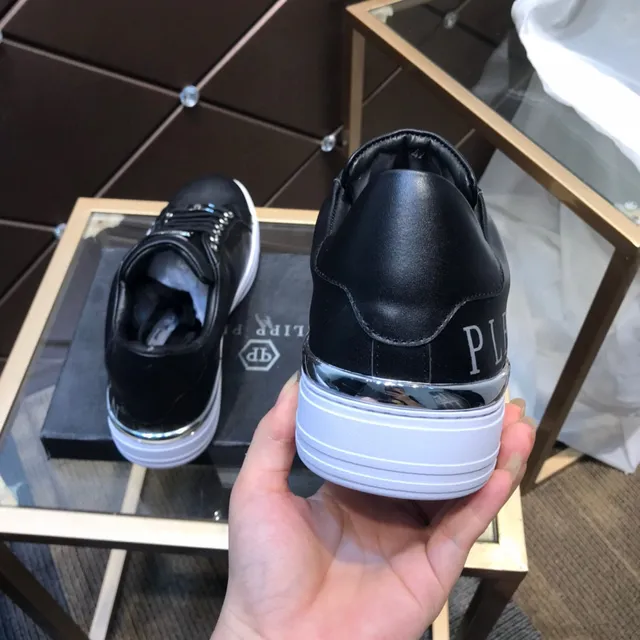 Philipp Plein Black Leather Side-Logo Lifestyle Sneakers 5