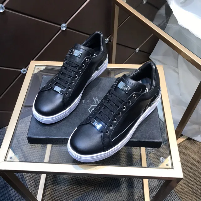 Philipp Plein Black Leather Side-Logo Lifestyle Sneakers 8