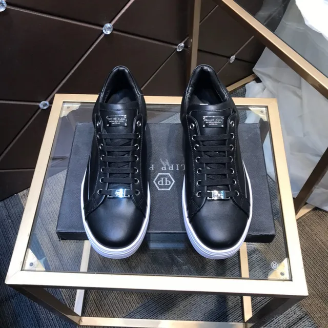 Philipp Plein Black Leather Side-Logo Lifestyle Sneakers 9
