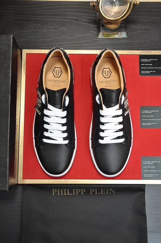 Philipp Plein Black Leather Studded Logo Sneakers 8
