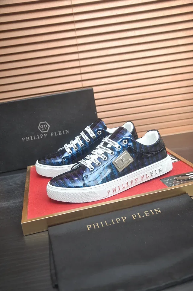 Philipp Plein নীল সাদা ক্রক-এমবসড উপরের ইরিডেসেন্ট গ্রেডিয়েন্ট লাইফস্টাইল স্নিকার 4