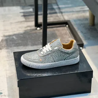 Philipp Plein Crystal-Embellished White Silver Lifestyle Sneaker