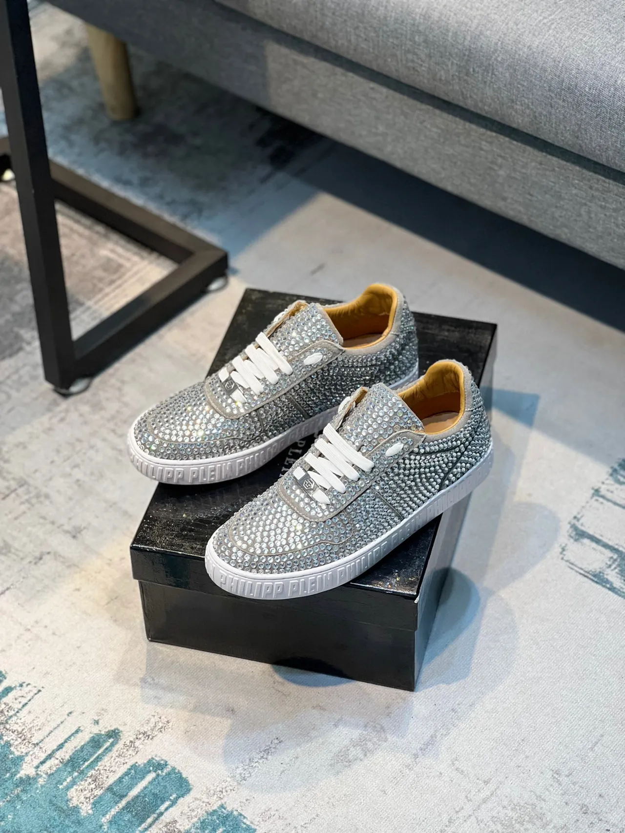 Philipp Plein Crystal-Embellished White Silver Lifestyle Sneaker 2